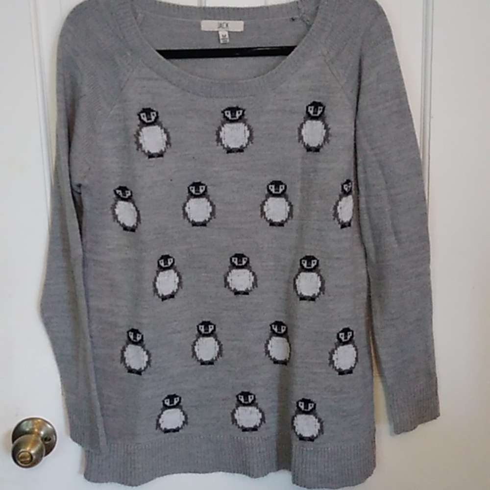 Jack Grey Penguin Sweater Size Medium